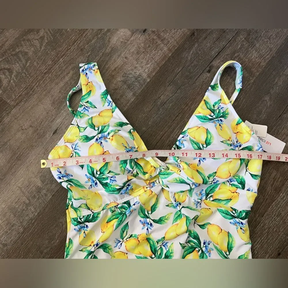 Liz Claiborne Women's Adjustable Lemon One Piece Swimsuit-Size 14